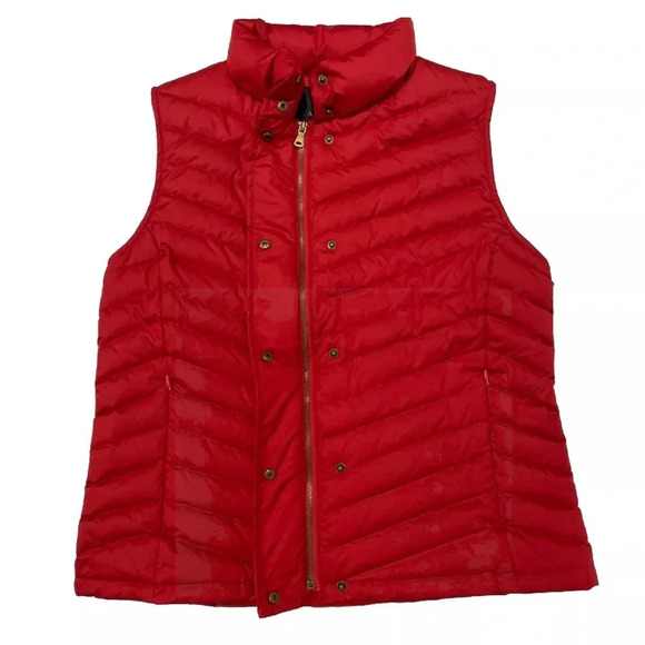 Talbots Duck Down Puffer Vest Zip-Up Women's Size Large In Red - Picture 2 of 5